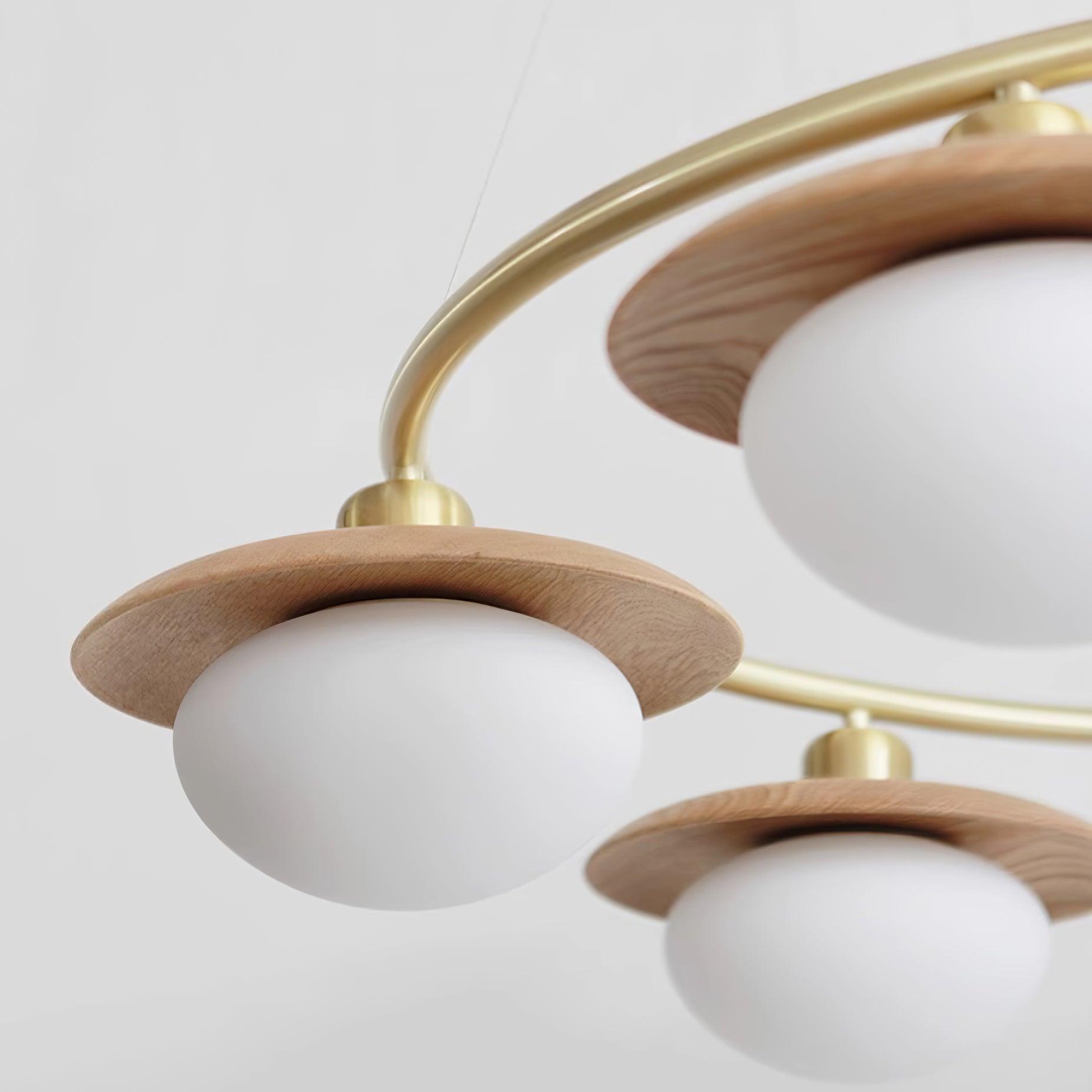 Gama Chandelier Copper Wood Round Vintage - Letslighting