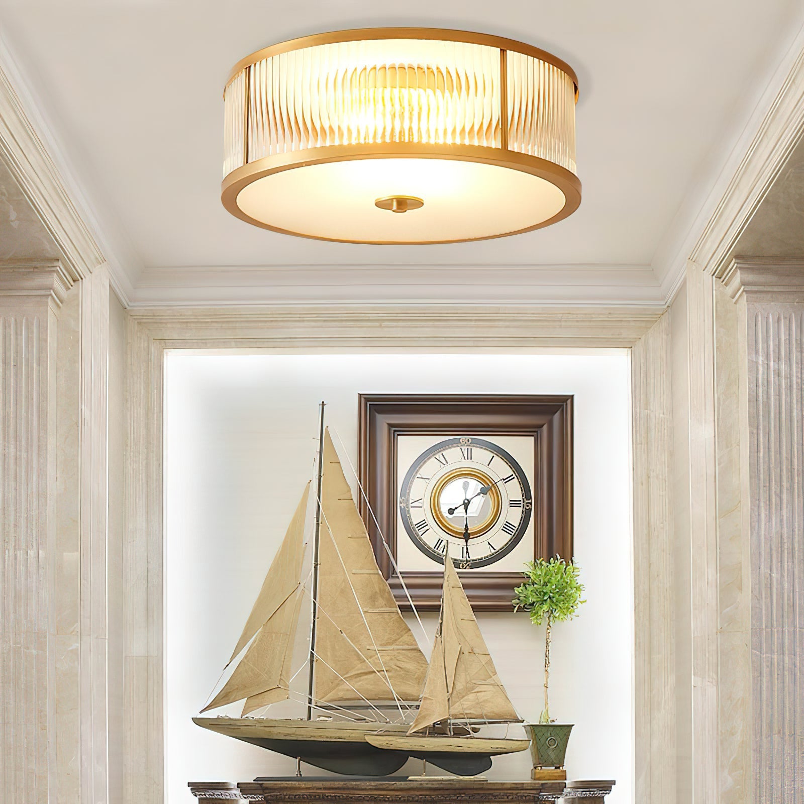 Avvynila Modern Minimalist Brass Glass CeIling Lamp - Letslighting
