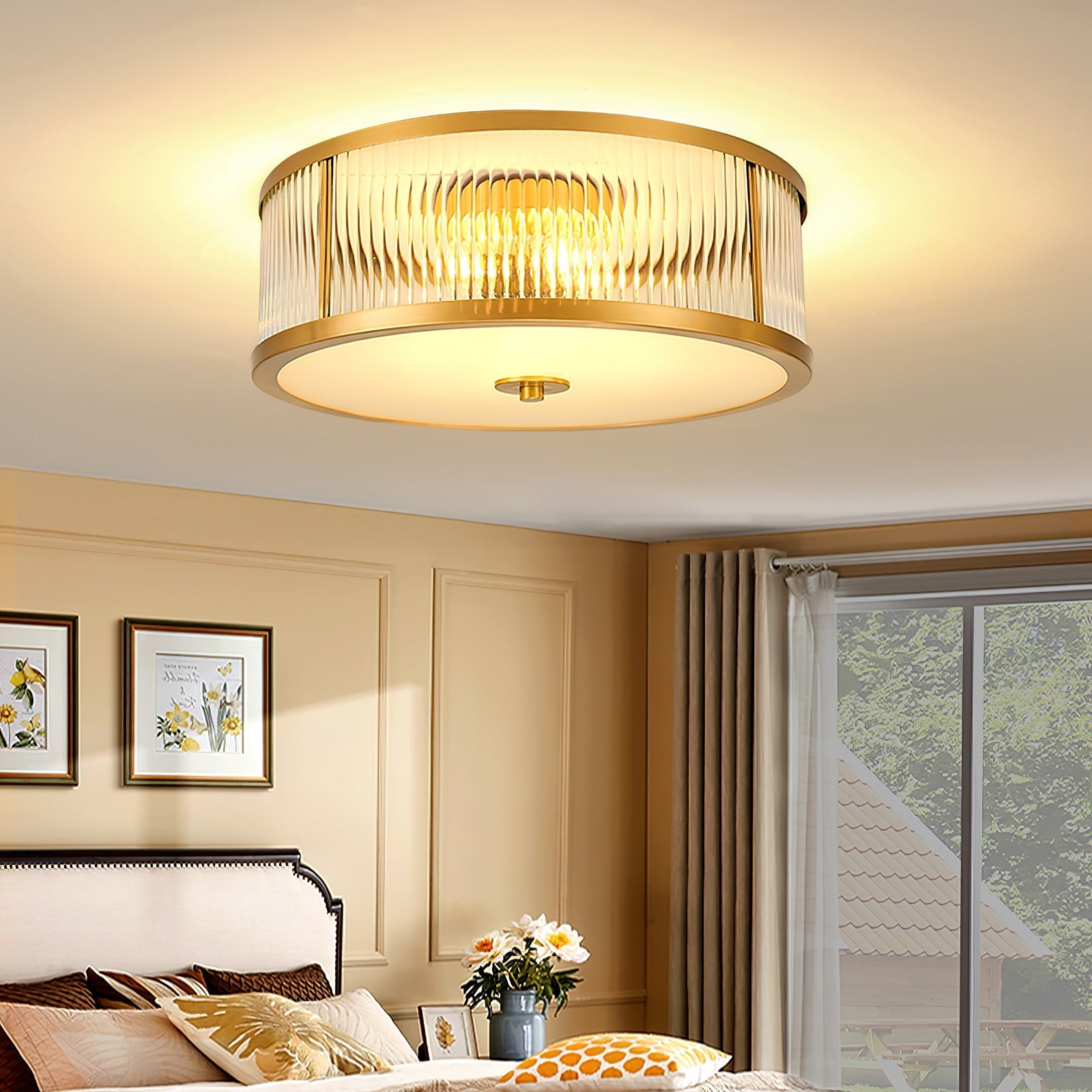 Avvynila Modern Minimalist Brass Glass CeIling Lamp - Letslighting