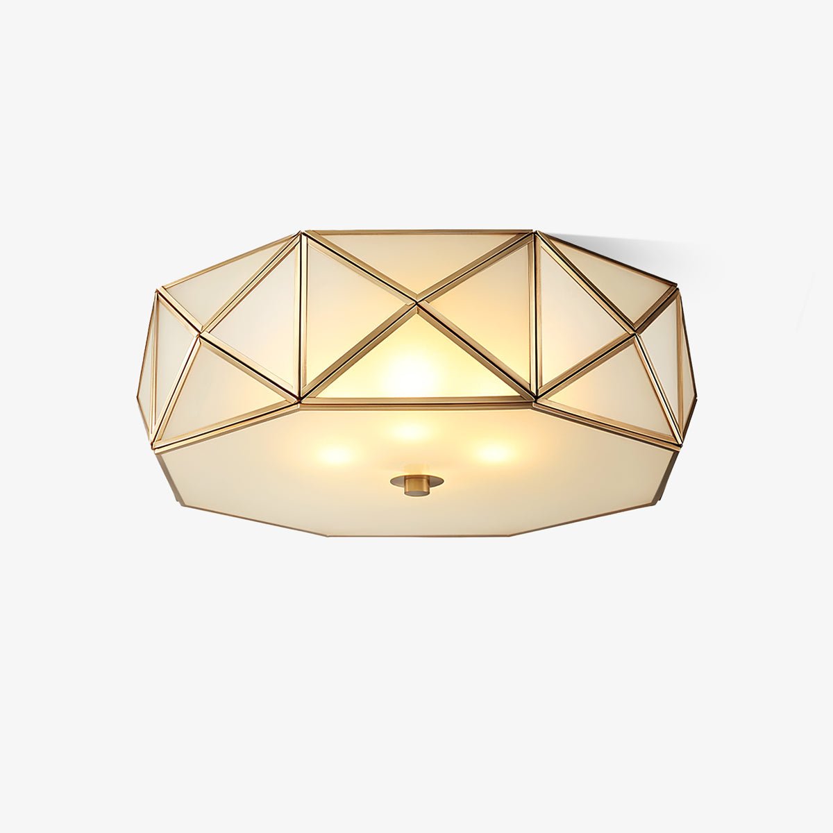 Coloreth Geometric Shaped Brass Glass Flush Ceiling Light - Letslighting