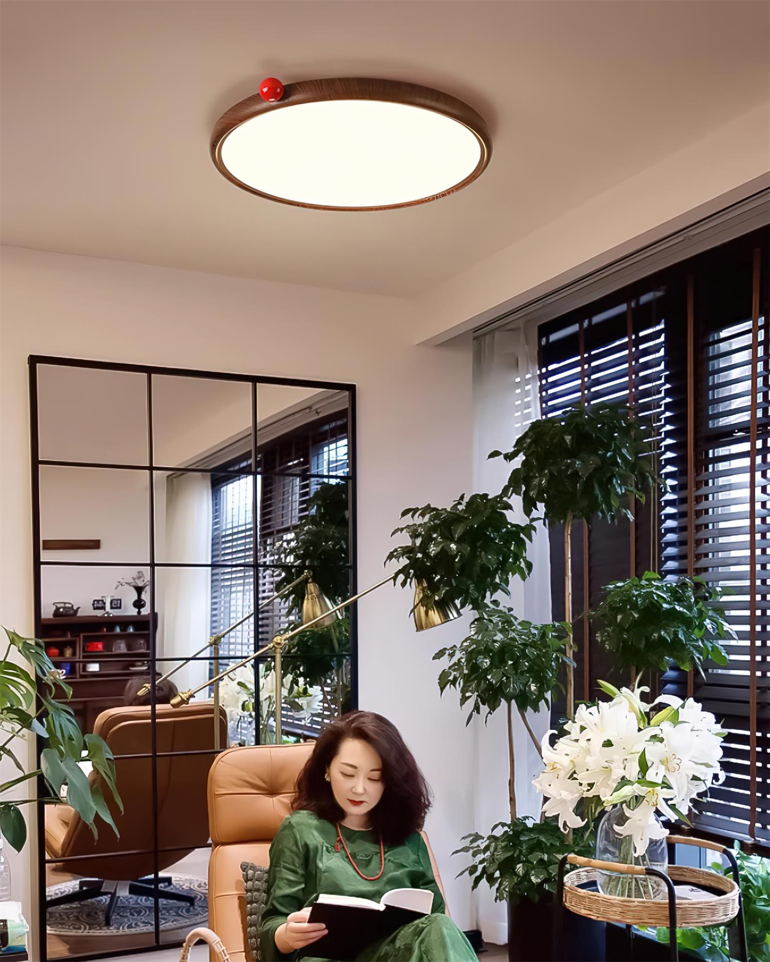 Geos Ceiling Light Wood Tone Circular LED - Letslighting