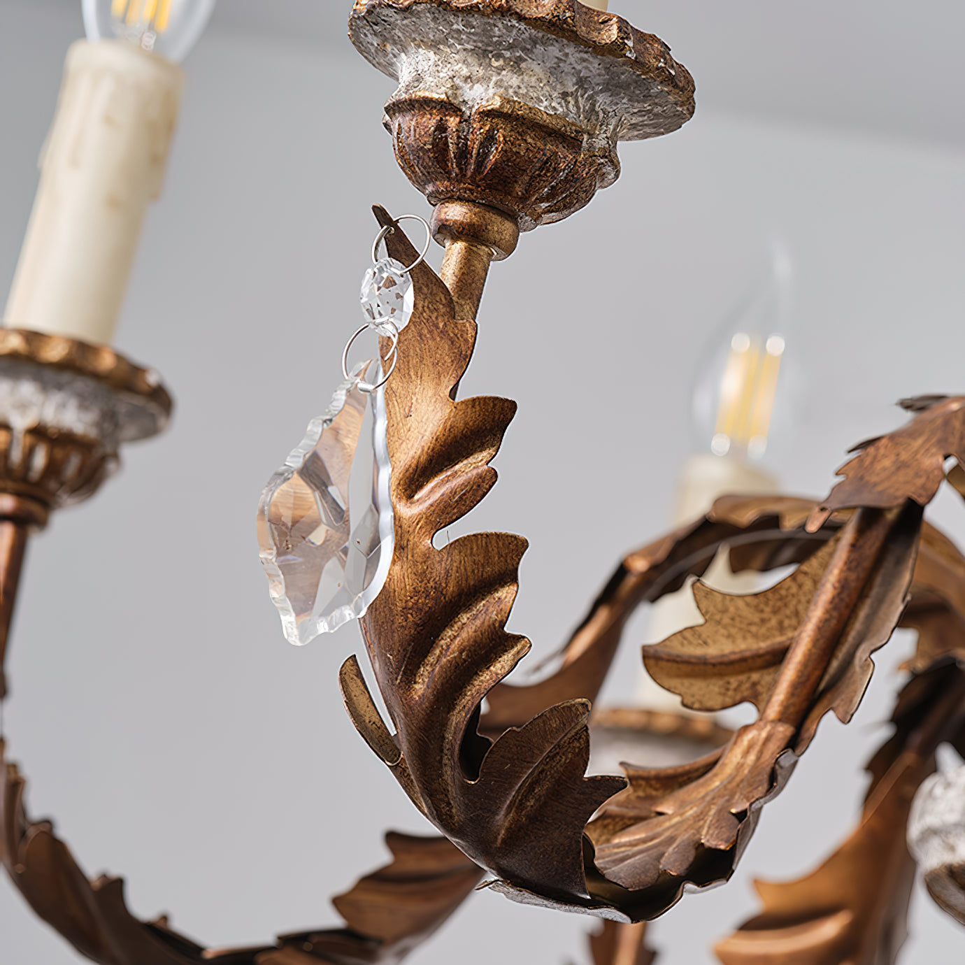 Ivinila Vintage Industrial Solid Wood Crystal Chandelier - Letslighting