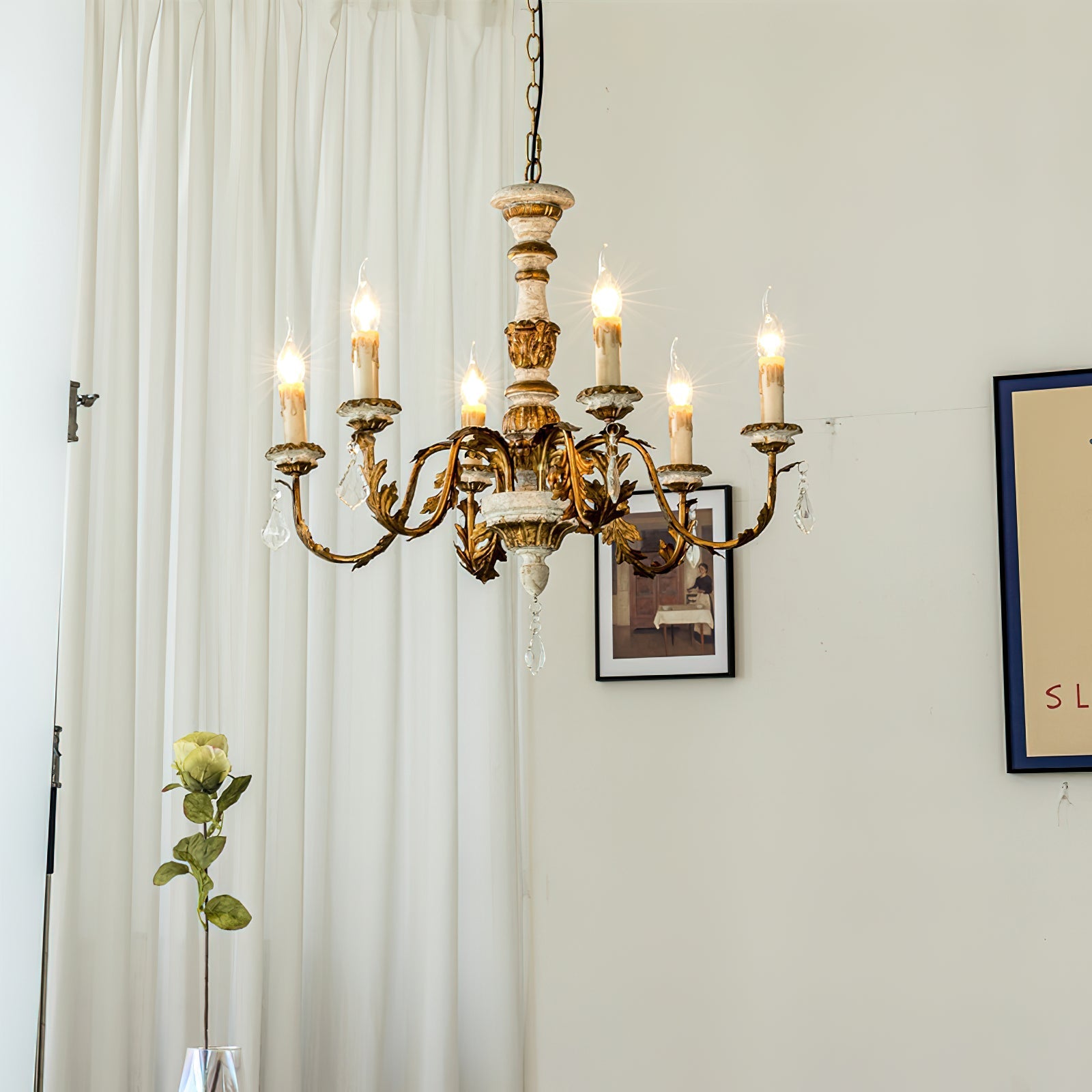 Ivinila Vintage Industrial Solid Wood Crystal Chandelier - Letslighting