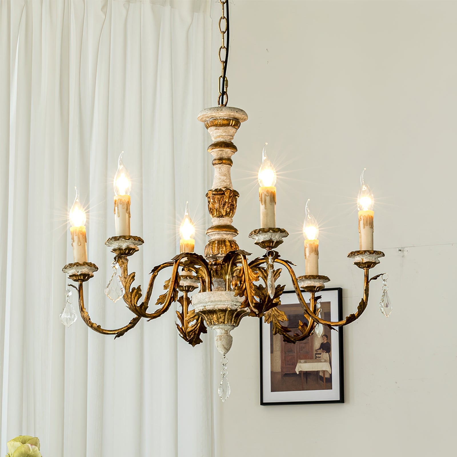 Ivinila Vintage Industrial Solid Wood Crystal Chandelier - Letslighting