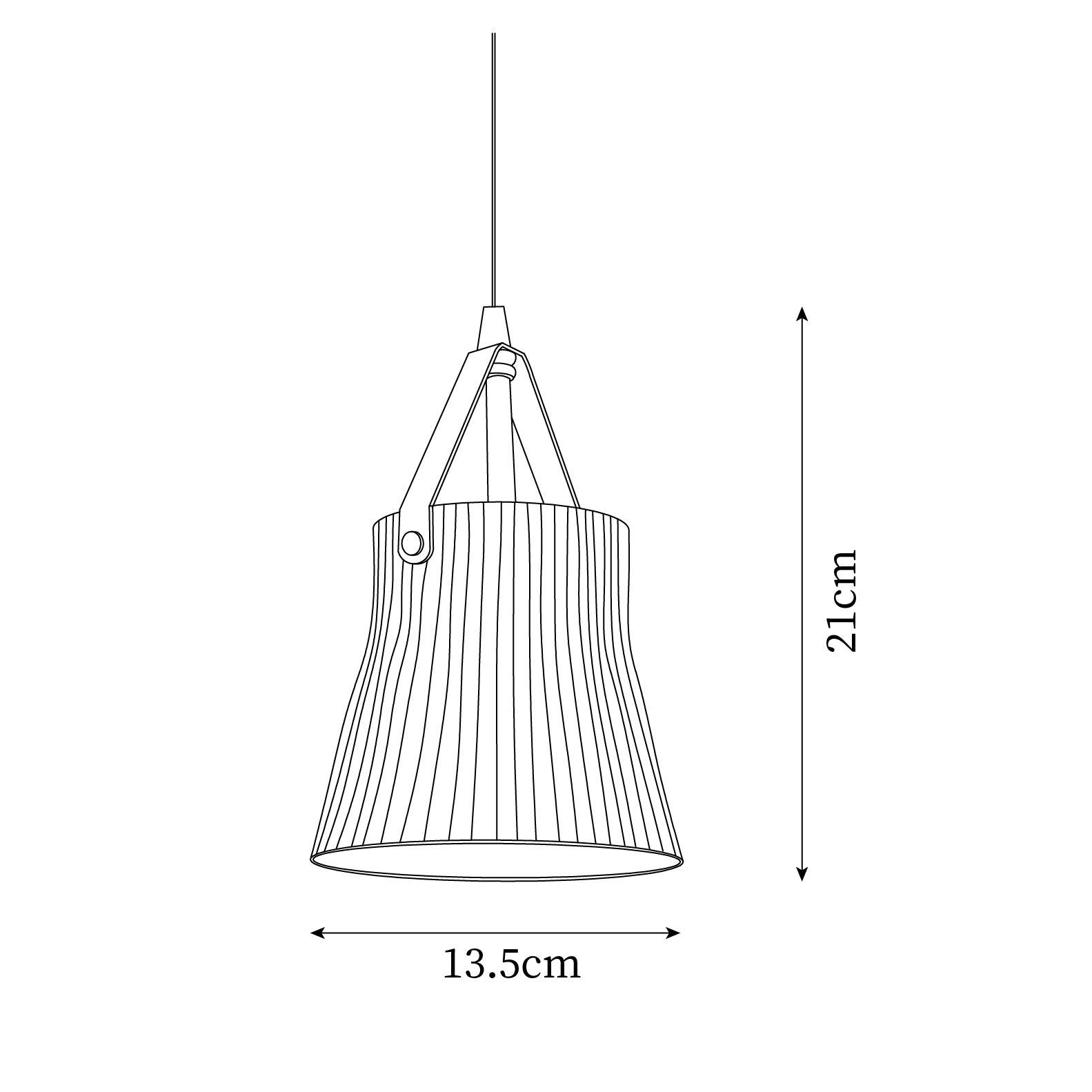 Pendant Lamp Ceramic Ribbed Shade Brass Leather Strap Modern - Letslighting