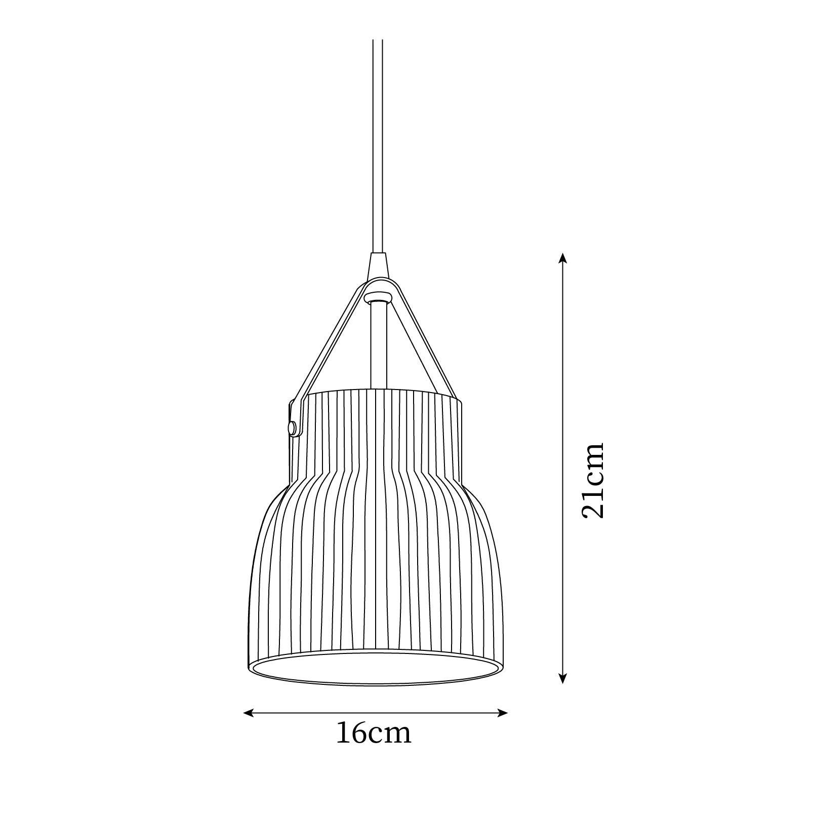 Pendant Lamp Ceramic Ribbed Shade Brass Leather Strap Modern - Letslighting