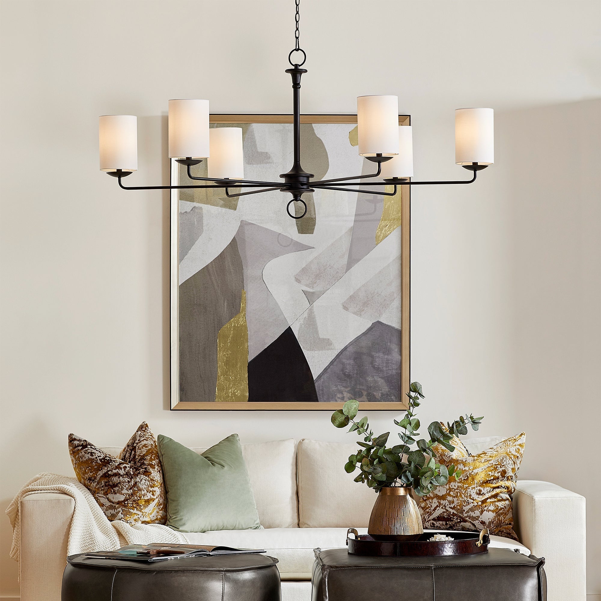 Olthean Vintage Industrial Brass Fabric Chandelier - Letslighting