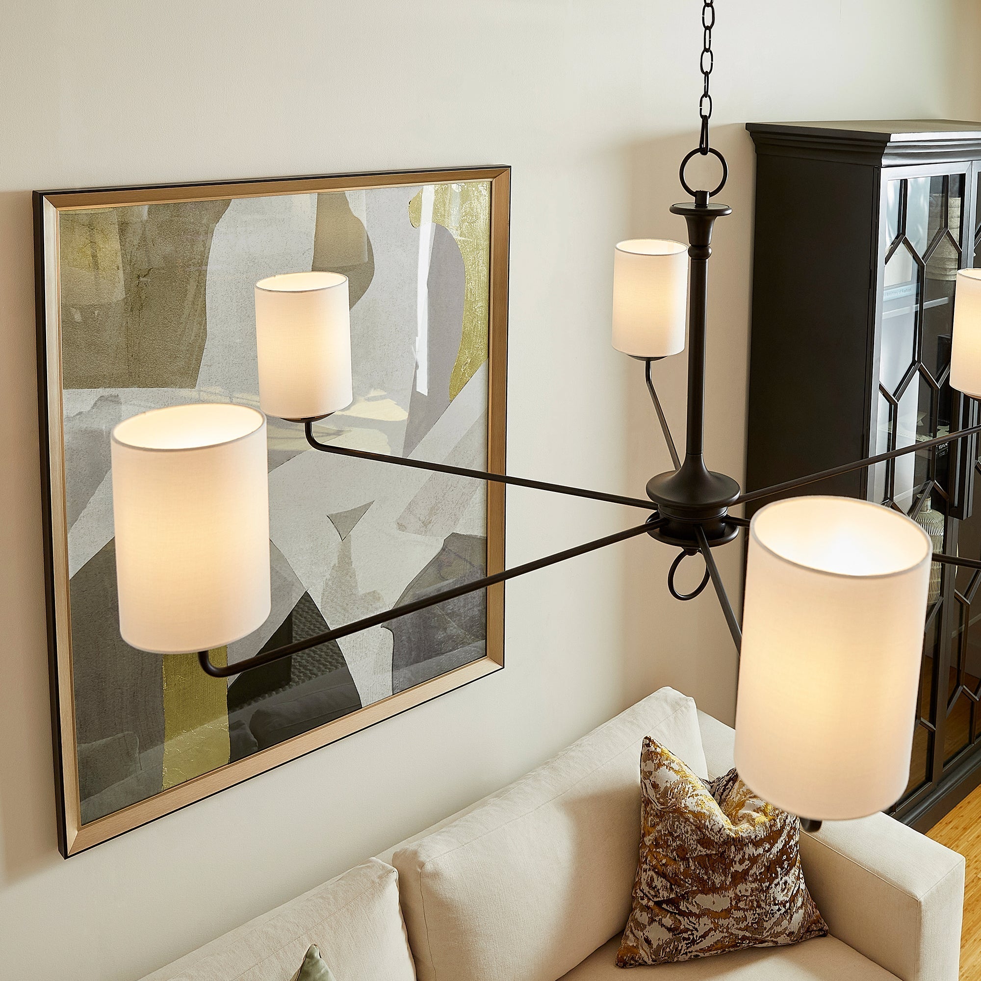 Olthean Vintage Industrial Brass Fabric Chandelier - Letslighting