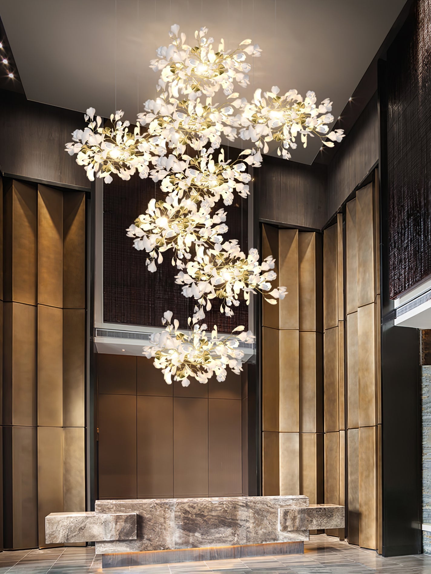 Eurzoris Gingko Metal Leaf Chandelier - Blowlighting
