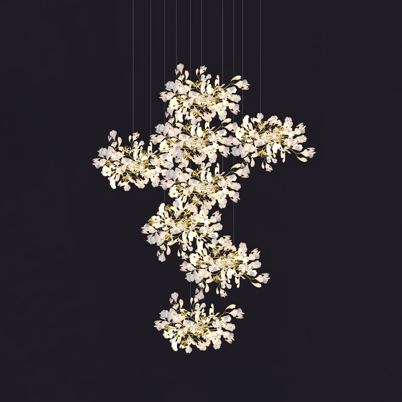 Eurzoris Gingko Metal Leaf Chandelier - Blowlighting