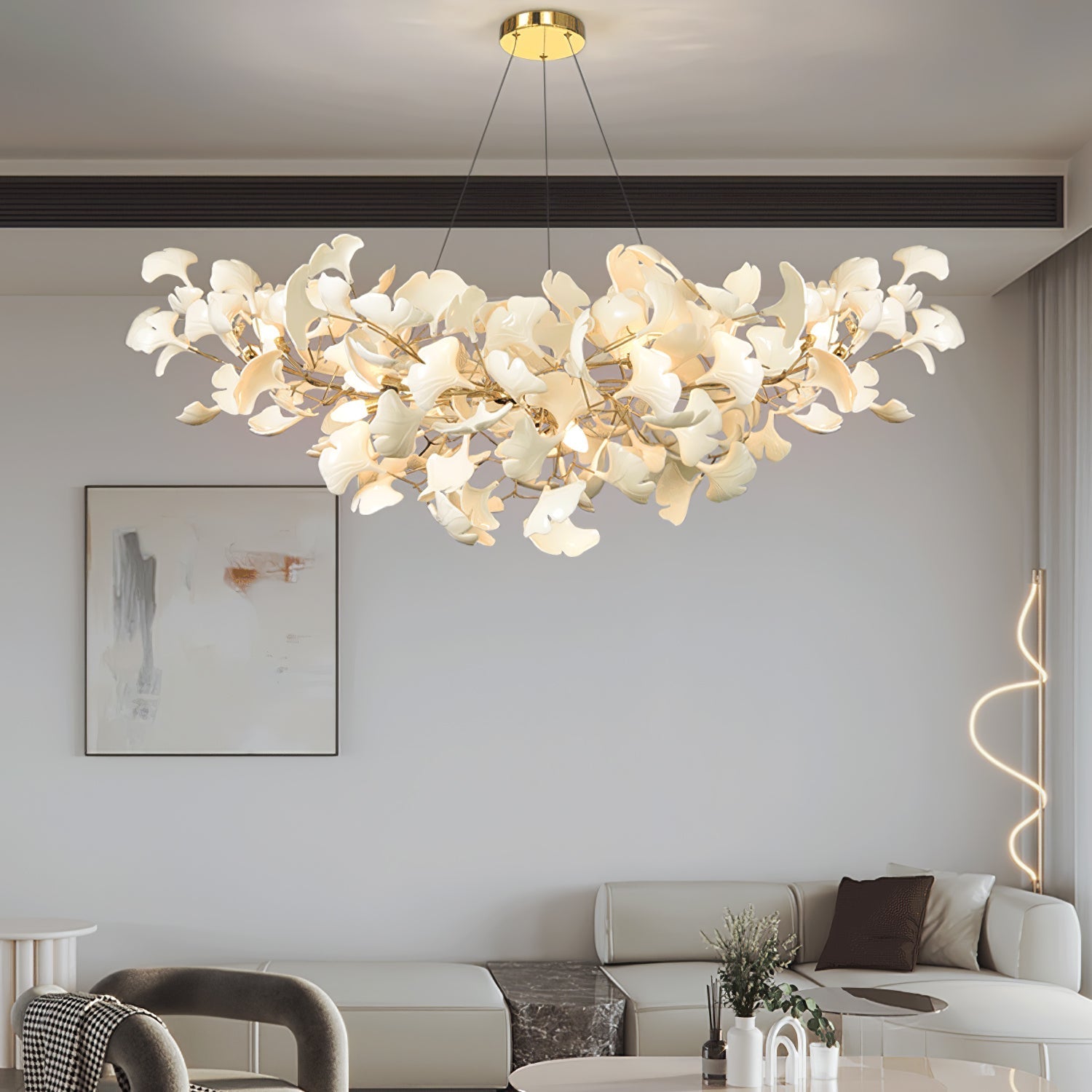 Olivia Luxury Chandelier Ceramics Living Room U Arc Shape - Letslighting