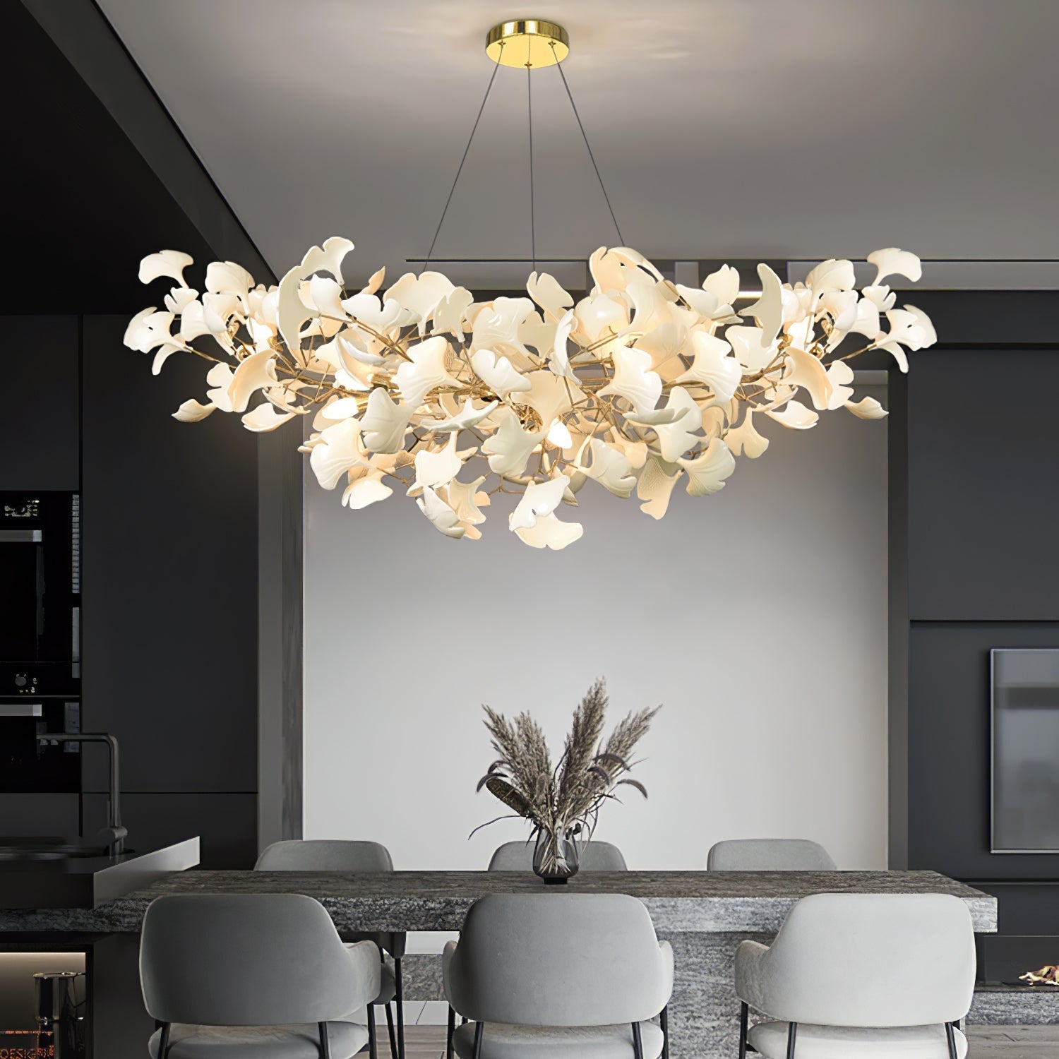 Olivia Luxury Chandelier Ceramics Living Room U Arc Shape - Letslighting