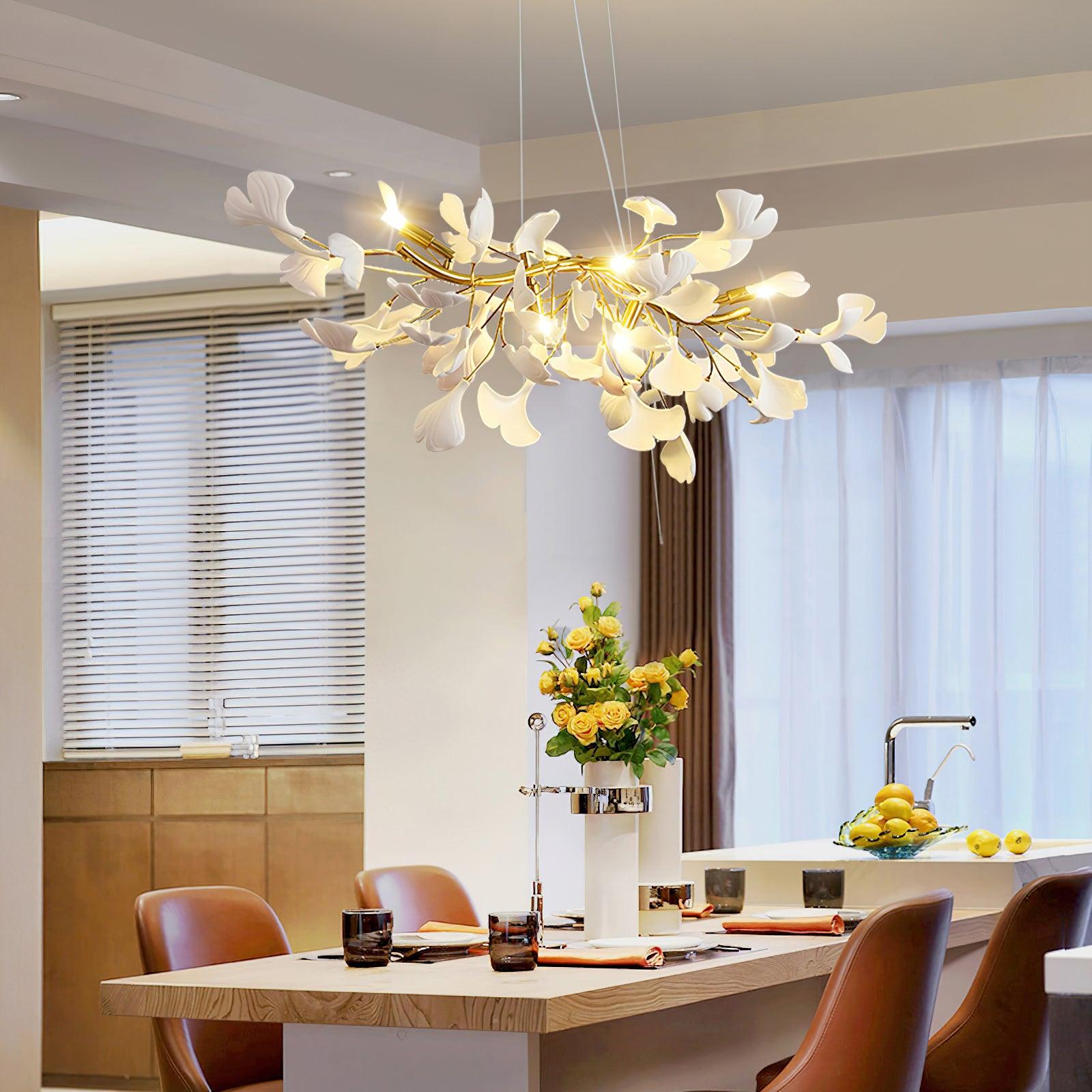Olivia Ceramic Gingko Linear Chandelier - Letslighting