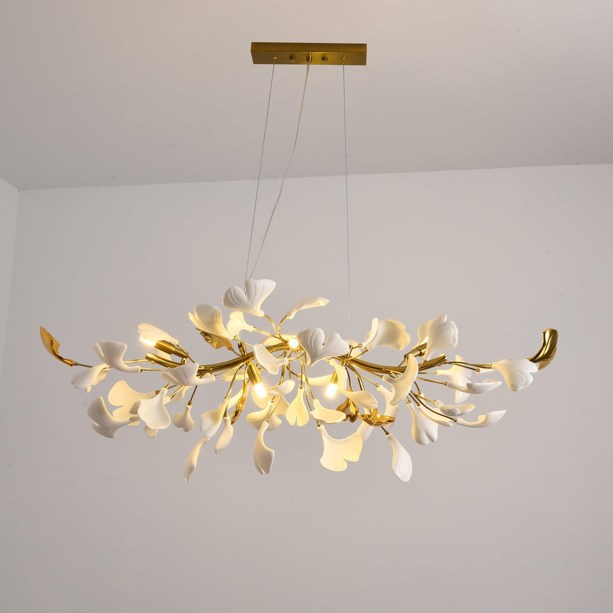 Olivia Ceramic Gingko Linear Chandelier - Letslighting