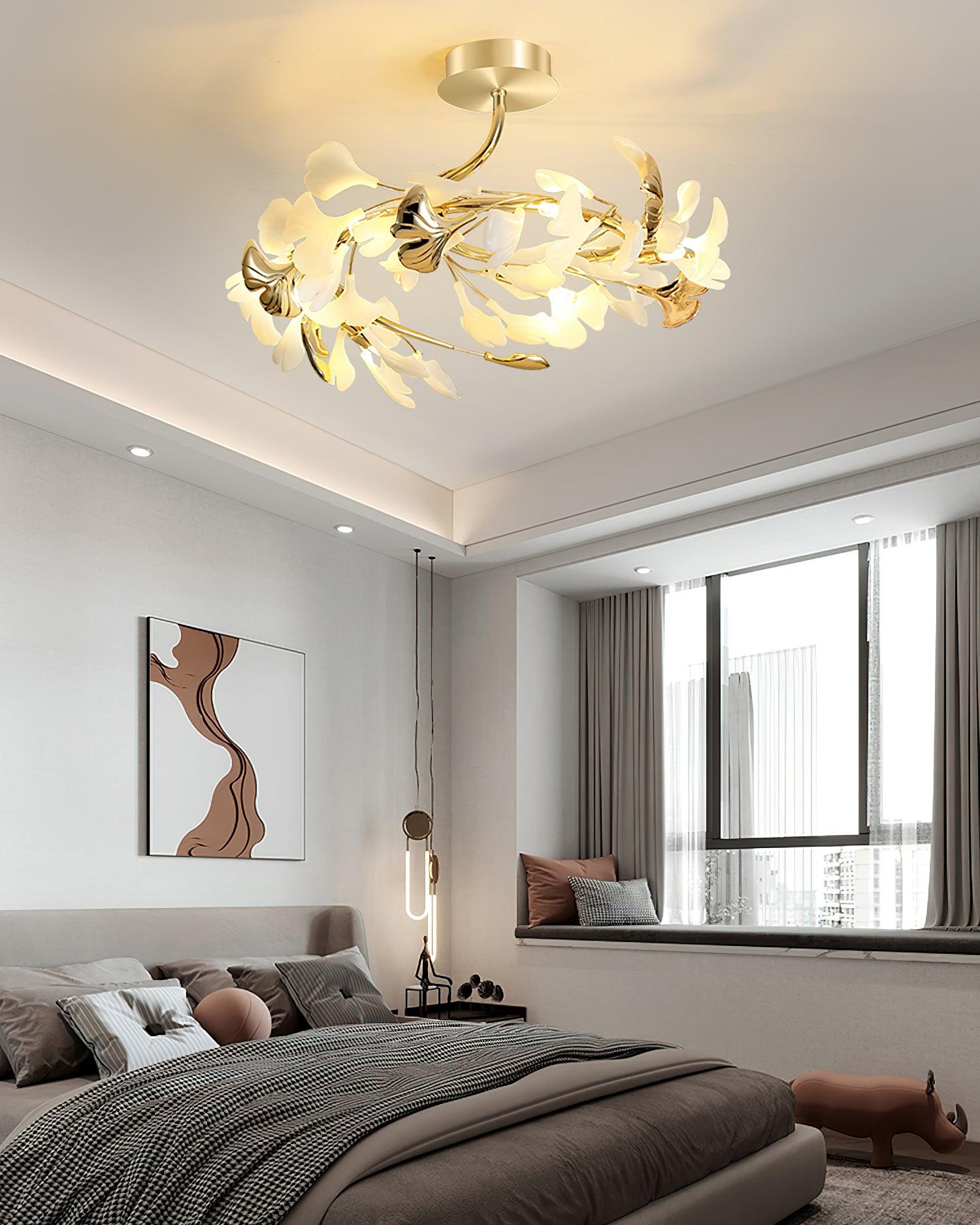 Artheel Premium Nordic Art Gingko Rotating Ceramics Ceiling Lamp - Letslighting