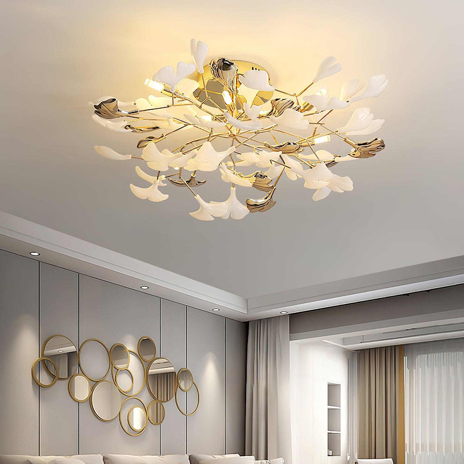 Artheel Premium Nordic Art Gingko Rotating Ceramics Ceiling Lamp - Letslighting