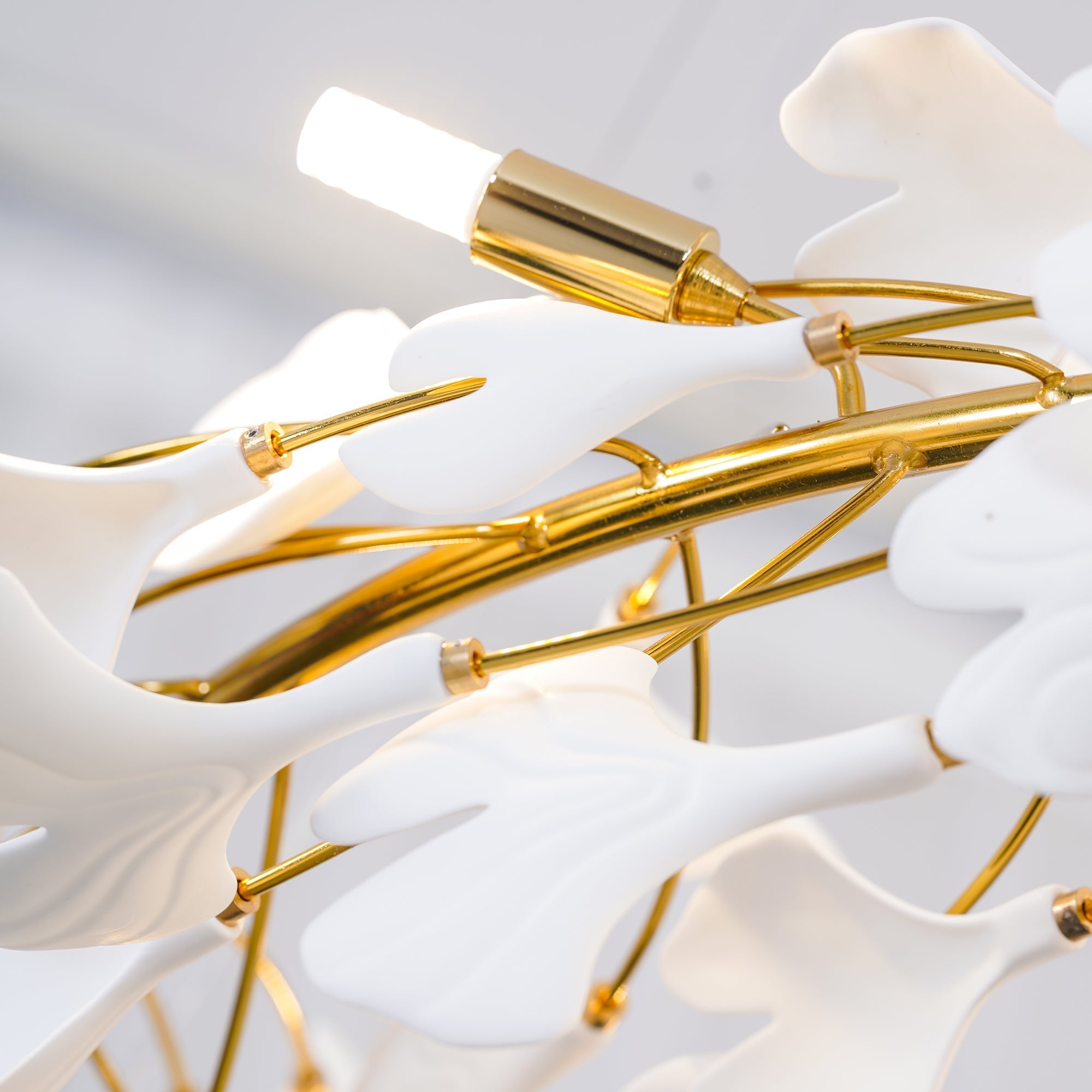 Lustra Pendant Lamp Gingko Porcelain Leaves Gold - Letslighting