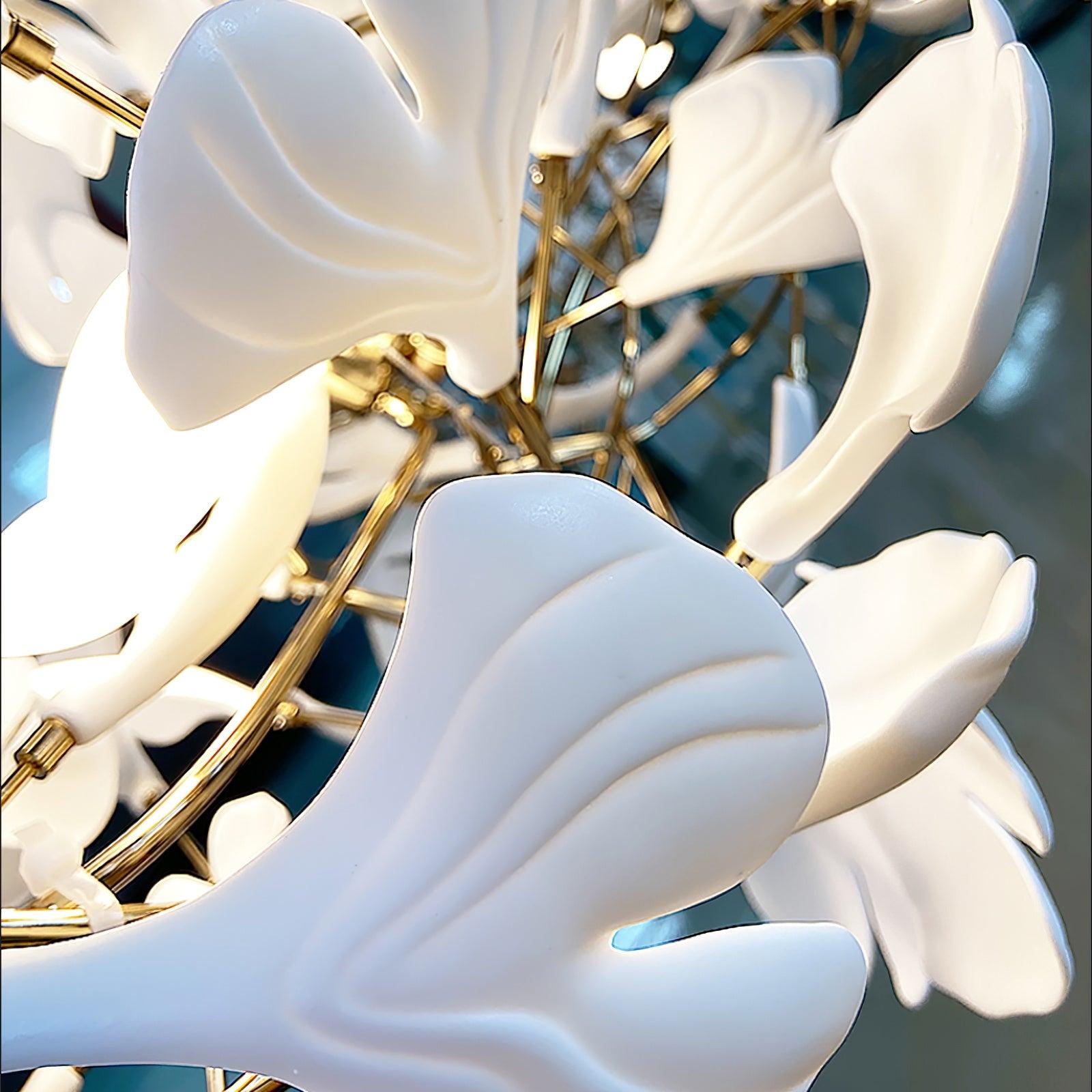 Gingko Chandelier Long Version Porcelain Nature Inspired - Letslighting