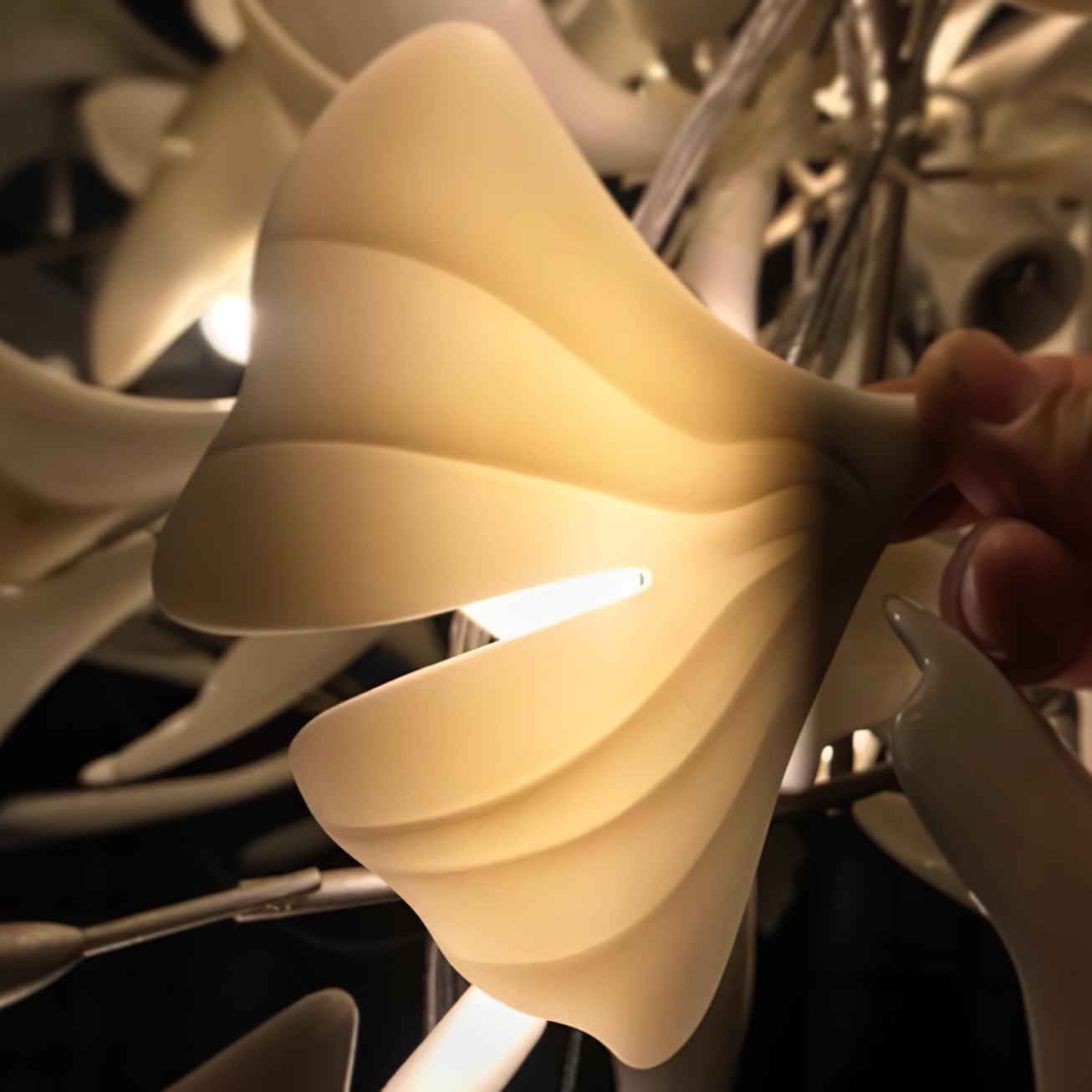 Gingko Chandelier Long Version Porcelain Leaf Branch Organic - Letslighting