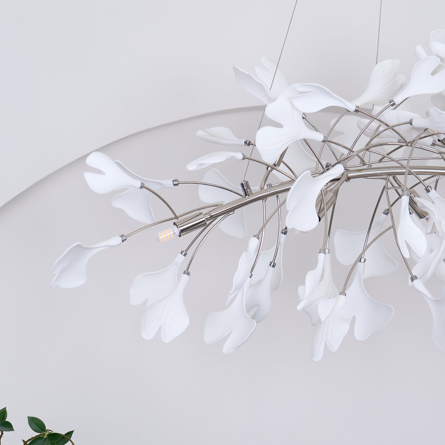 Olivia Ceramic Gingko Leaf Chandelier Art Deco Bent Downwards - Letslighting