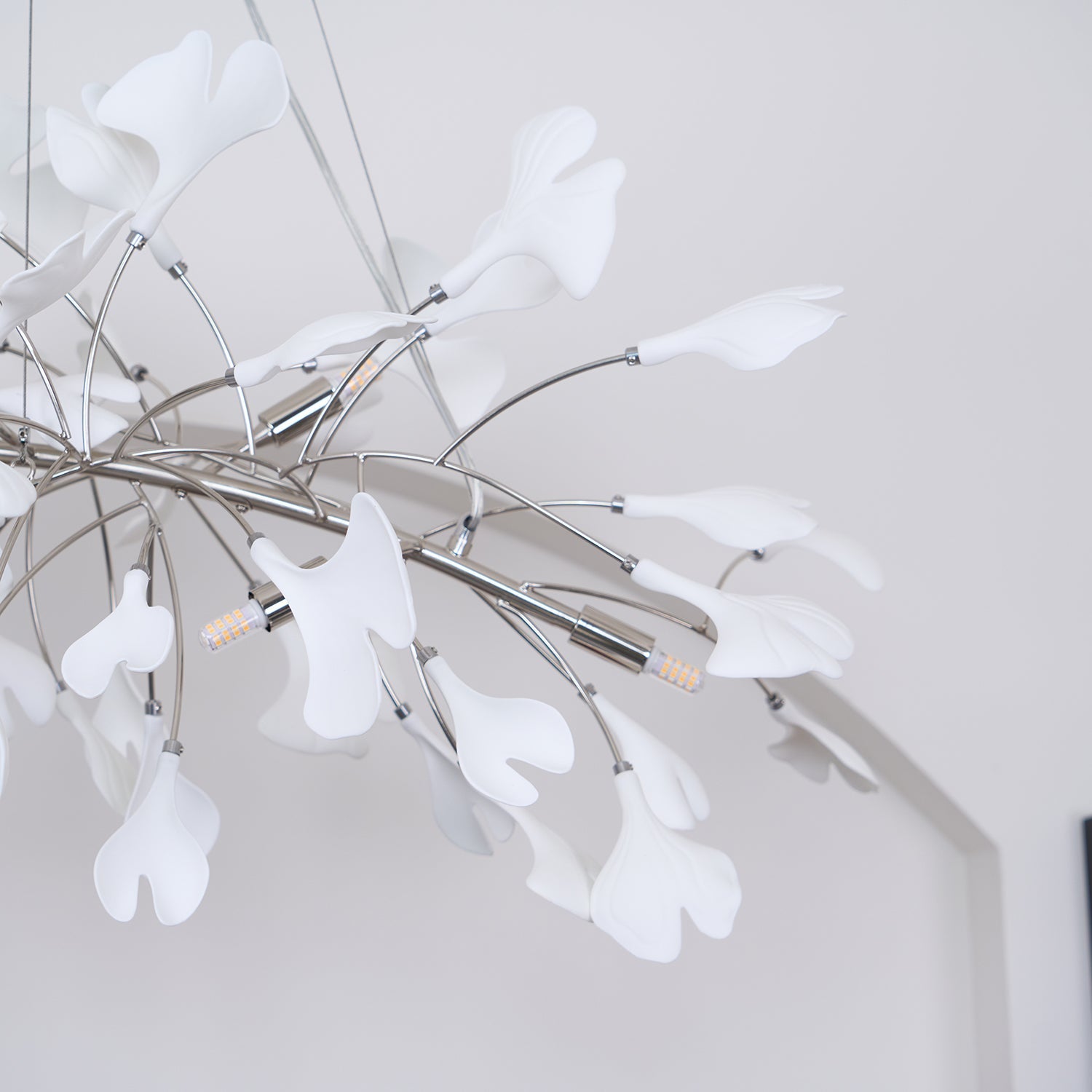Olivia Ceramic Gingko Leaf Chandelier Art Deco Bent Downwards - Letslighting