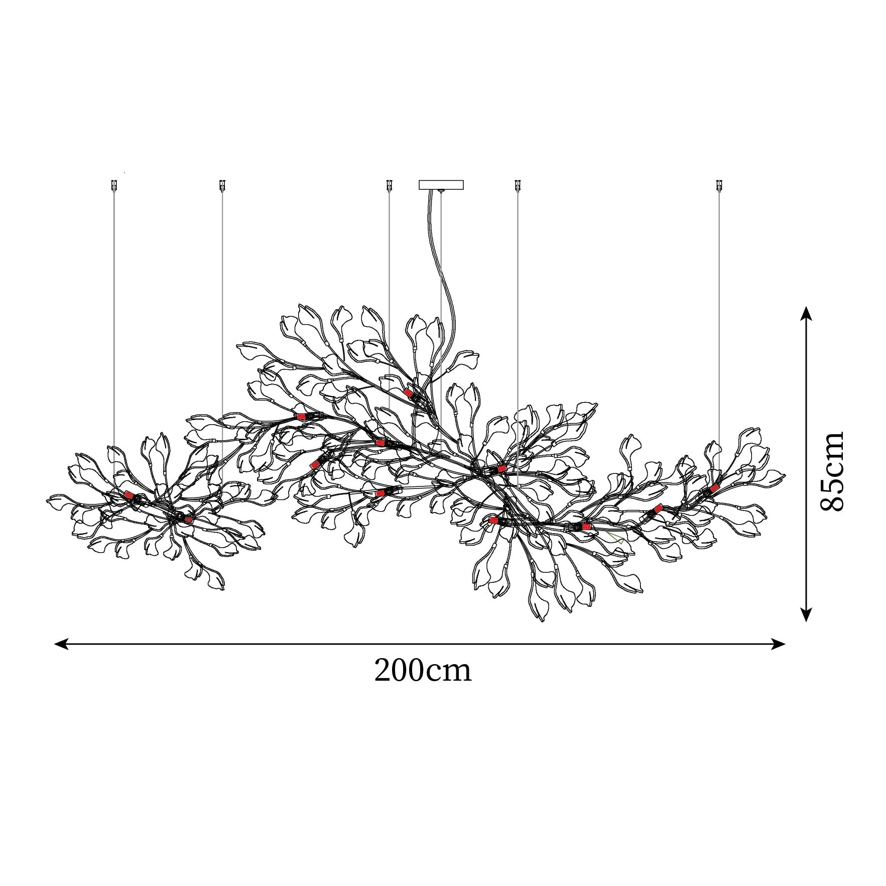Gingko Chandelier Long Version Porcelain Nature Inspired - Letslighting