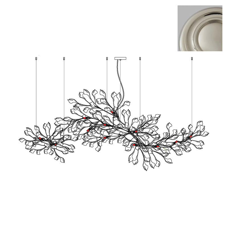Gingko Chandelier Long Version Porcelain Leaf Branch Organic - Letslighting