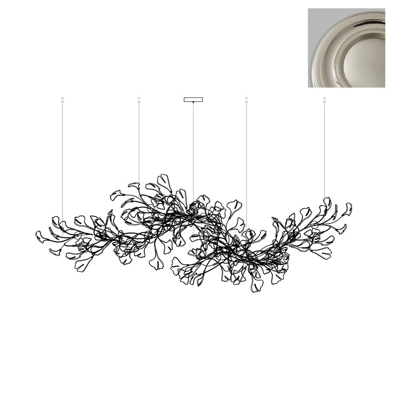Gingko Chandelier Long Version Porcelain Leaf Branch Organic - Letslighting