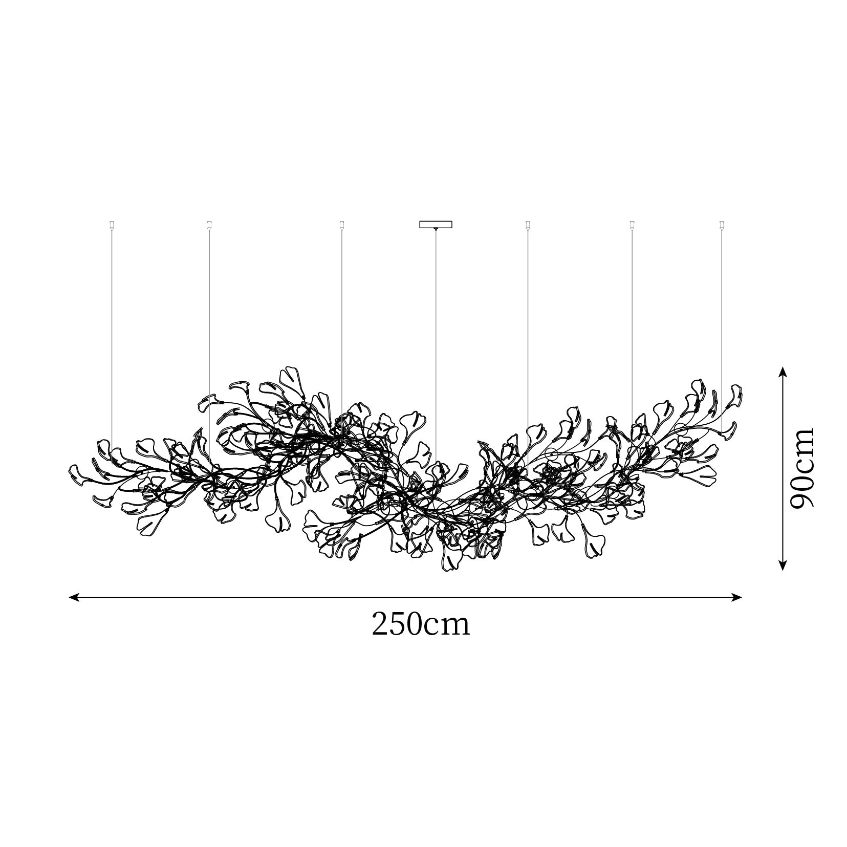 Gingko Chandelier Long Version Porcelain Nature Inspired - Letslighting