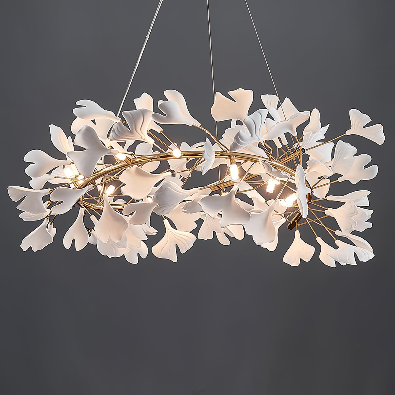 Lustra Pendant Lamp Gingko Porcelain Leaves Gold - Letslighting