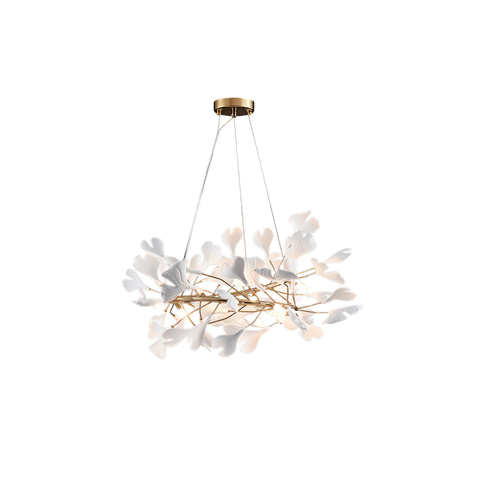 Lustra Pendant Lamp Gingko Porcelain Leaves Gold - Letslighting