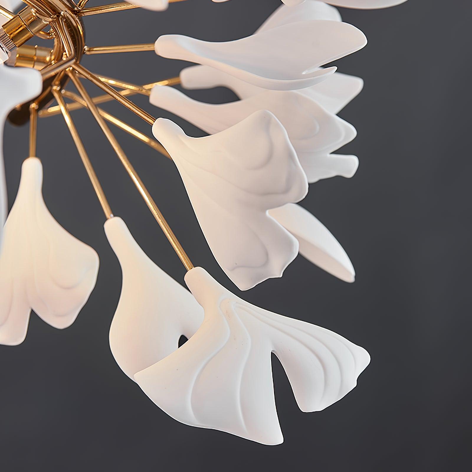 Lustra Pendant Lamp Gingko Porcelain Leaves Gold - Letslighting