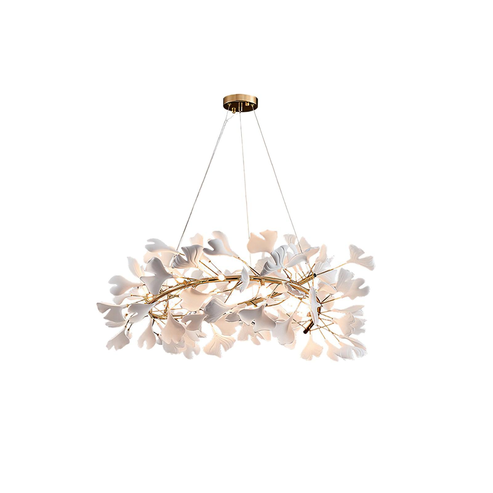 Lustra Pendant Lamp Gingko Porcelain Leaves Gold - Letslighting