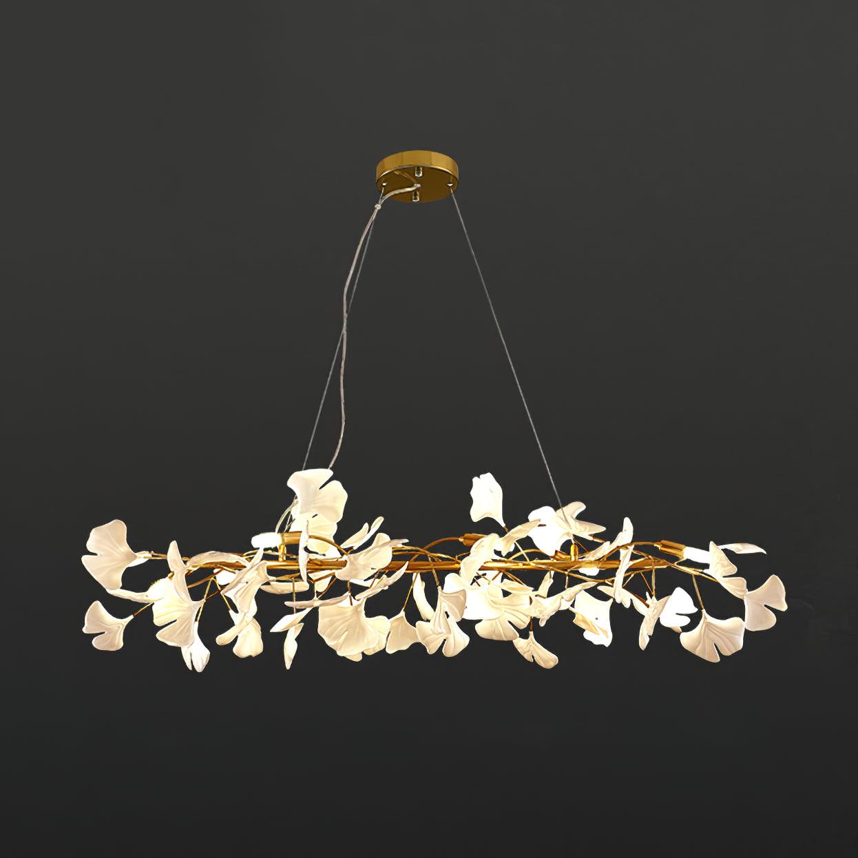 Chandelier Frame Ceramic Gingko White Gold Shade Modern Art - Letslighting