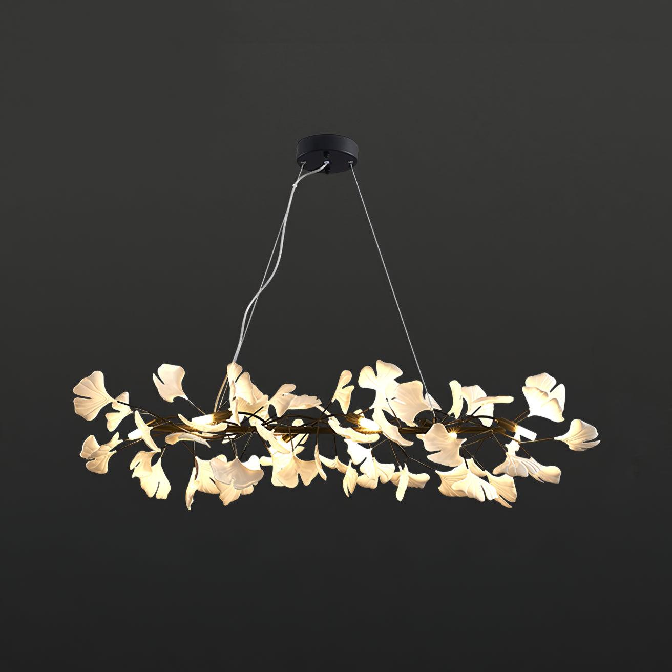Chandelier Frame Ceramic Gingko White Gold Shade Modern Art - Letslighting