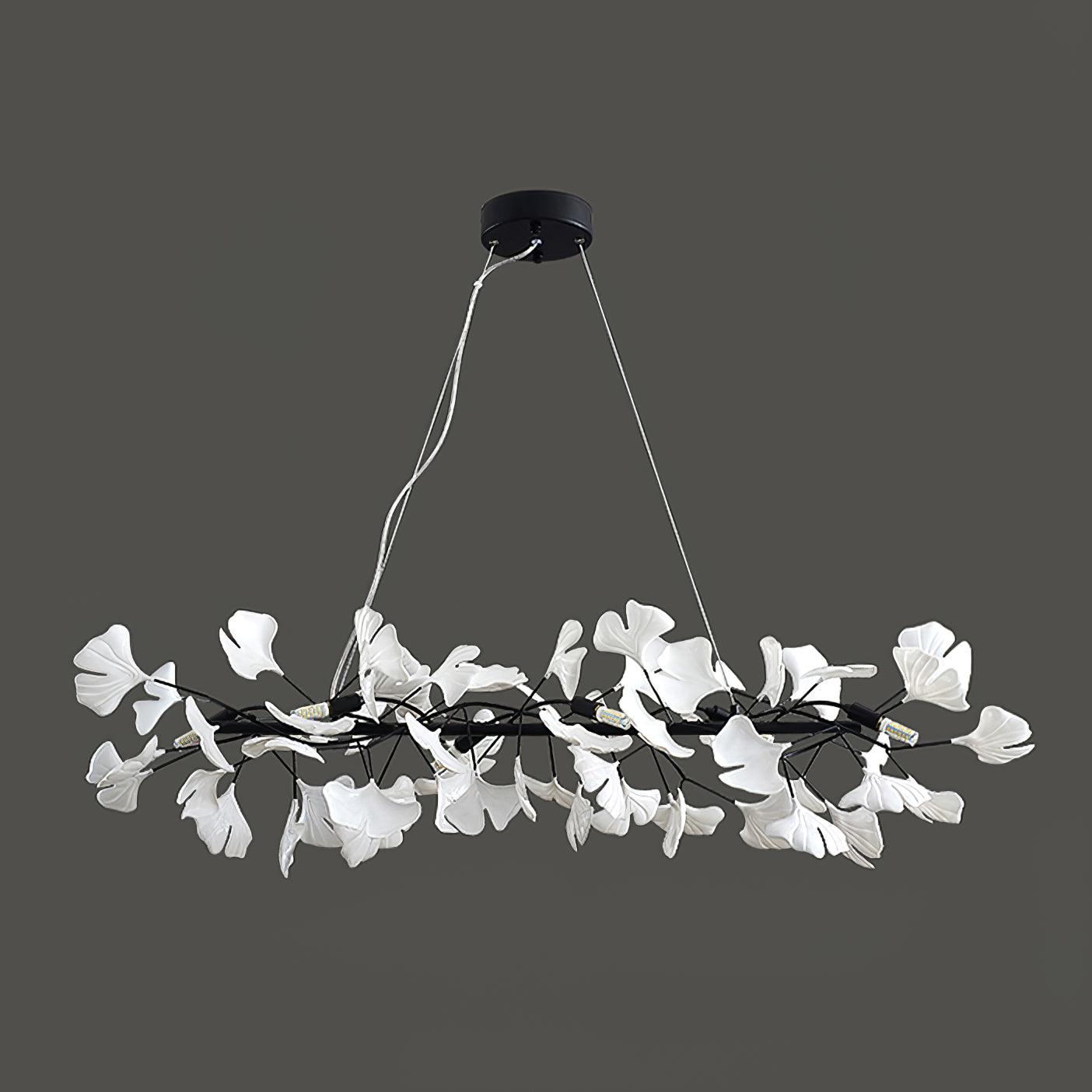 Chandelier Frame Ceramic Gingko White Gold Shade Modern Art - Letslighting