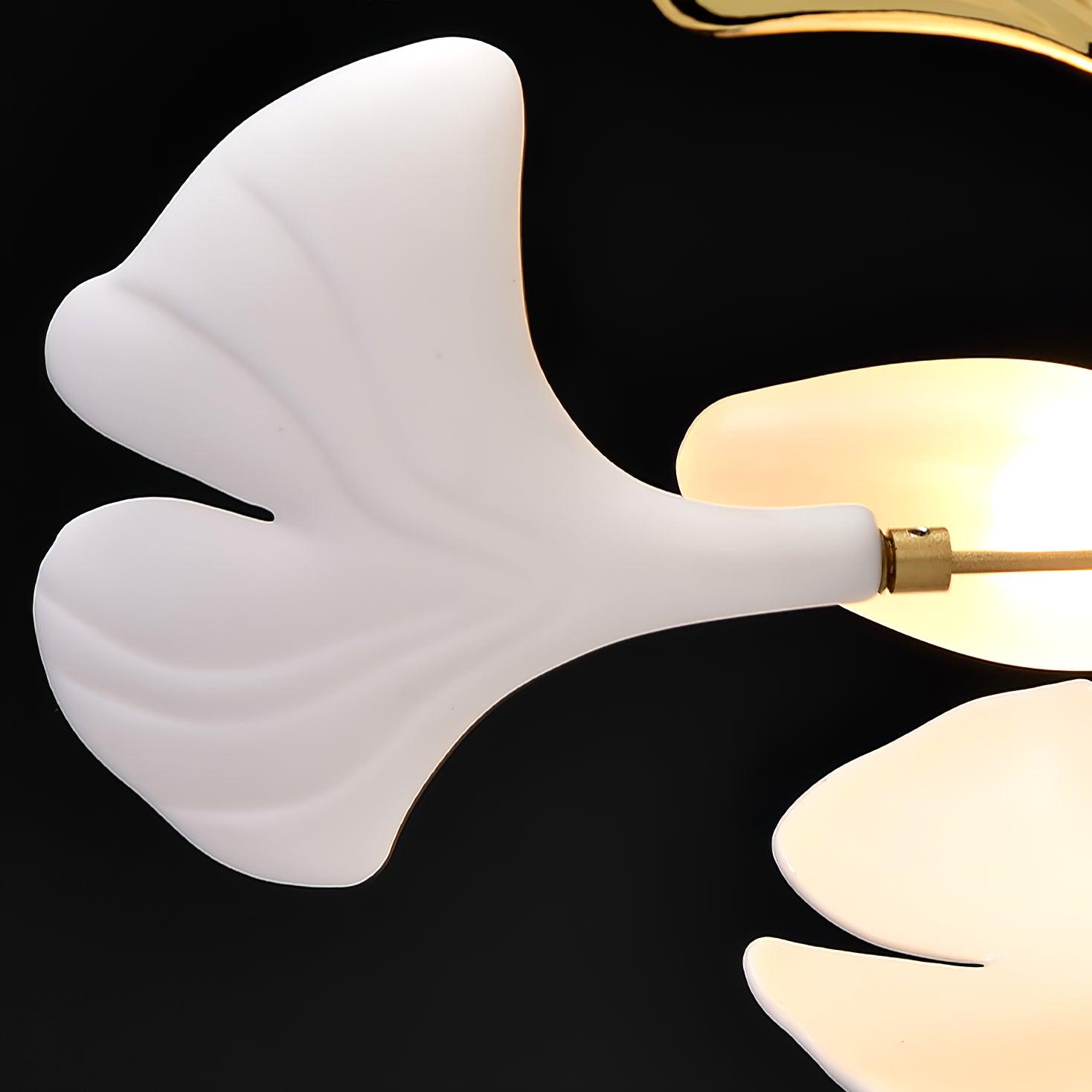 Olivia Ceramic Gingko Leaf Chandelier Art Deco Bent Downwards - Letslighting