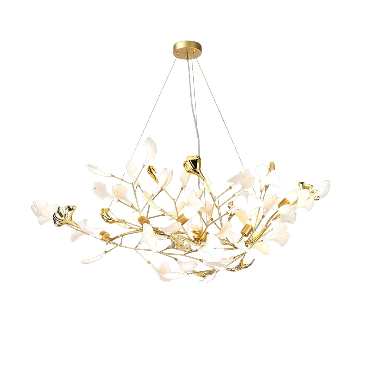Olivia Ceramic Gingko Chandelier Gold& Black Leaf Smile-Style - Letslighting