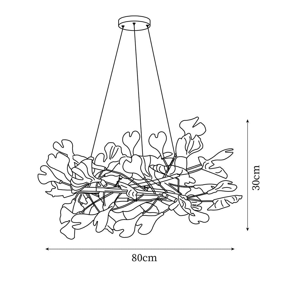 Chandelier White Ceramic Ginkgo Petals Gold Branches Art - Letslighting