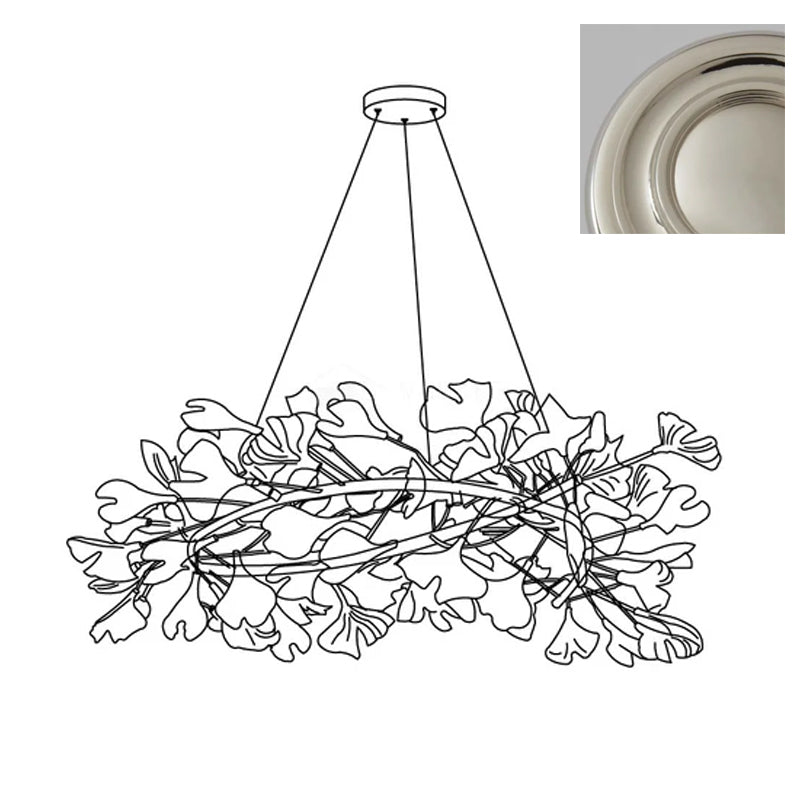 Chandelier White Ceramic Ginkgo Petals Gold Branches Art - Letslighting