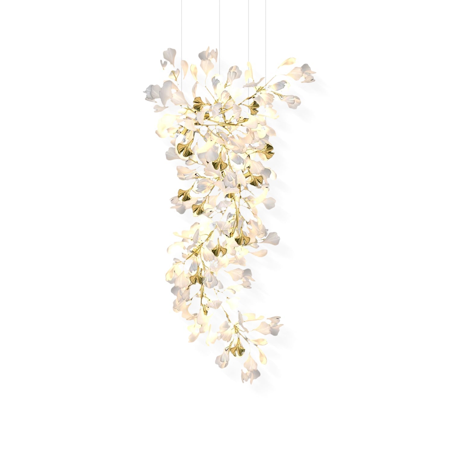 Olivia Ceramic Gingko Chandelier Luxury Hotel Staircase - Letslighting