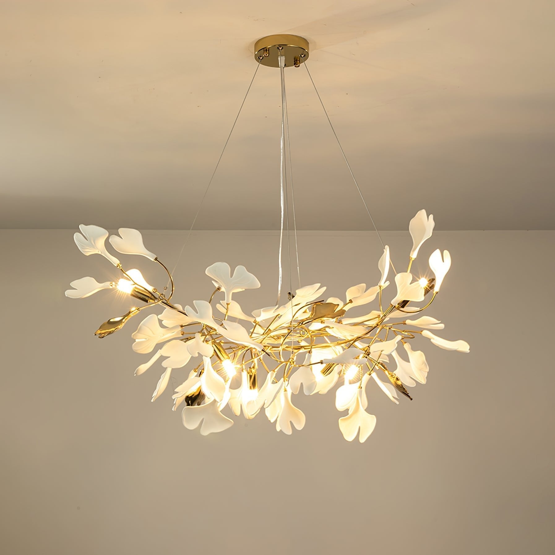 Olivia Ceramic Gingko Chandelier Luxury Hotel Staircase - Letslighting
