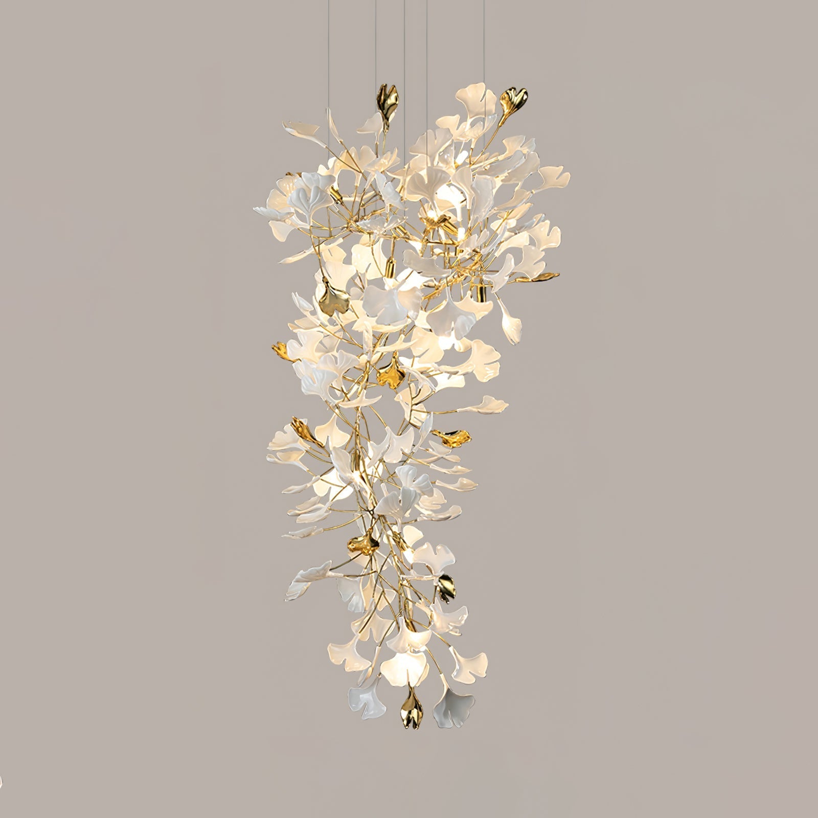 Olivia Ceramic Gingko Chandelier Luxury Hotel Staircase - Letslighting
