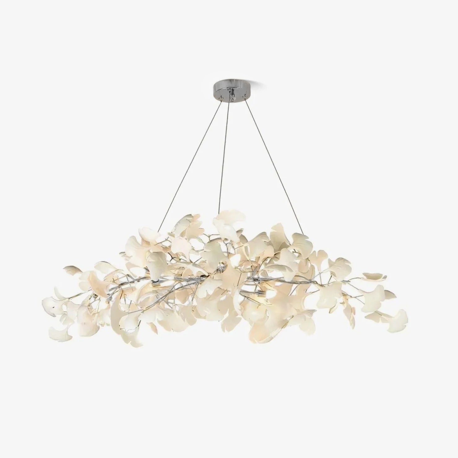 Olivia Ceramic Gingko Leaf Chandelier Art Deco Bent Downwards - Letslighting