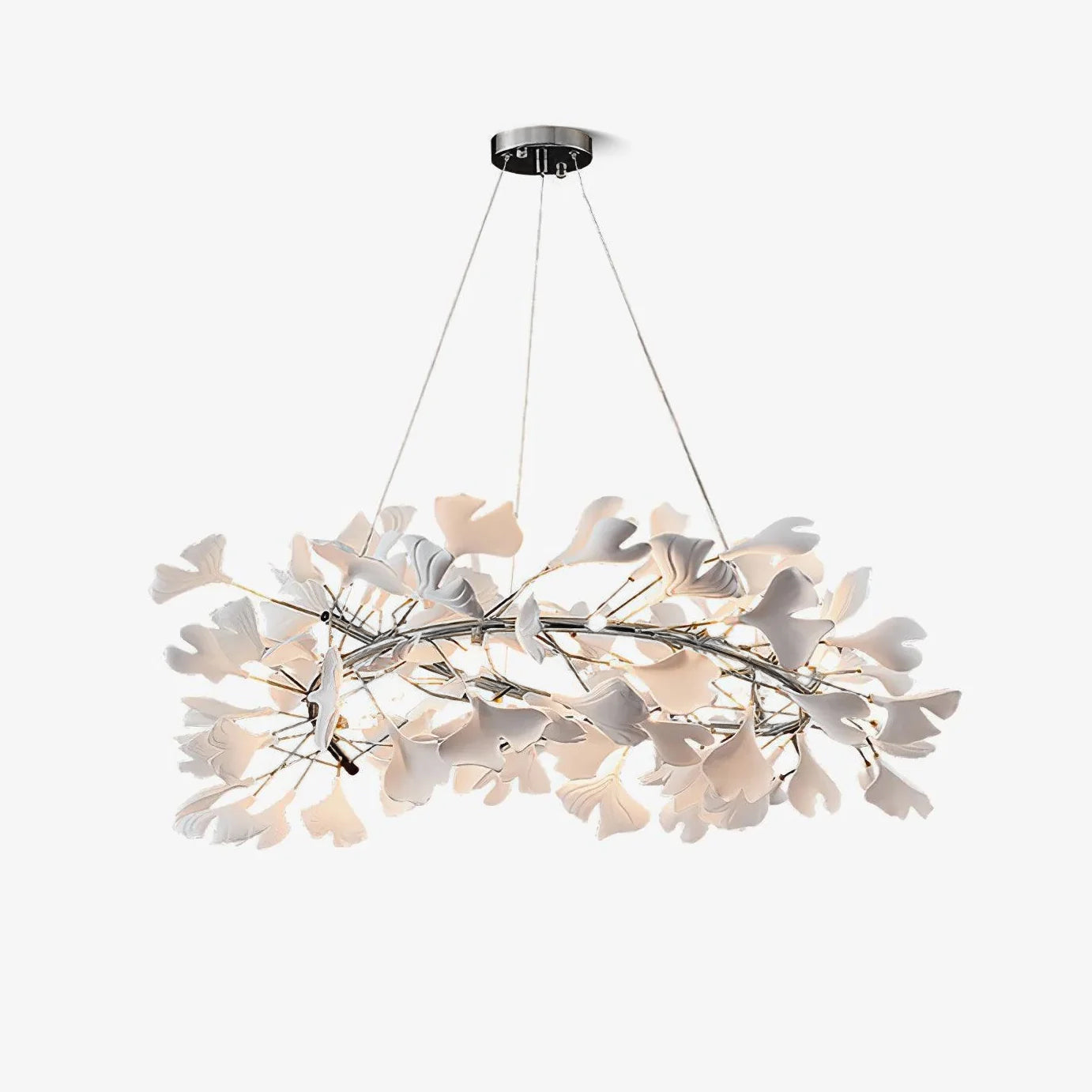 Lustra Pendant Lamp Gingko Porcelain Leaves Gold - Letslighting