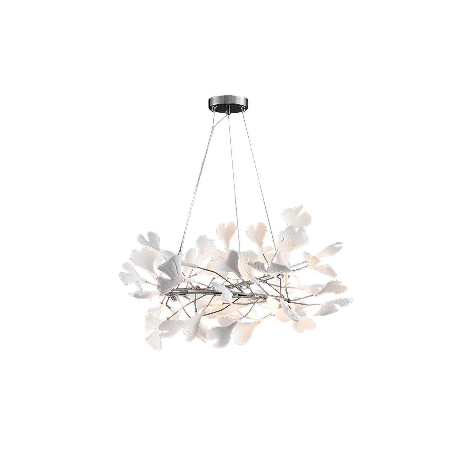 Lustra Pendant Lamp Gingko Porcelain Leaves Gold - Letslighting