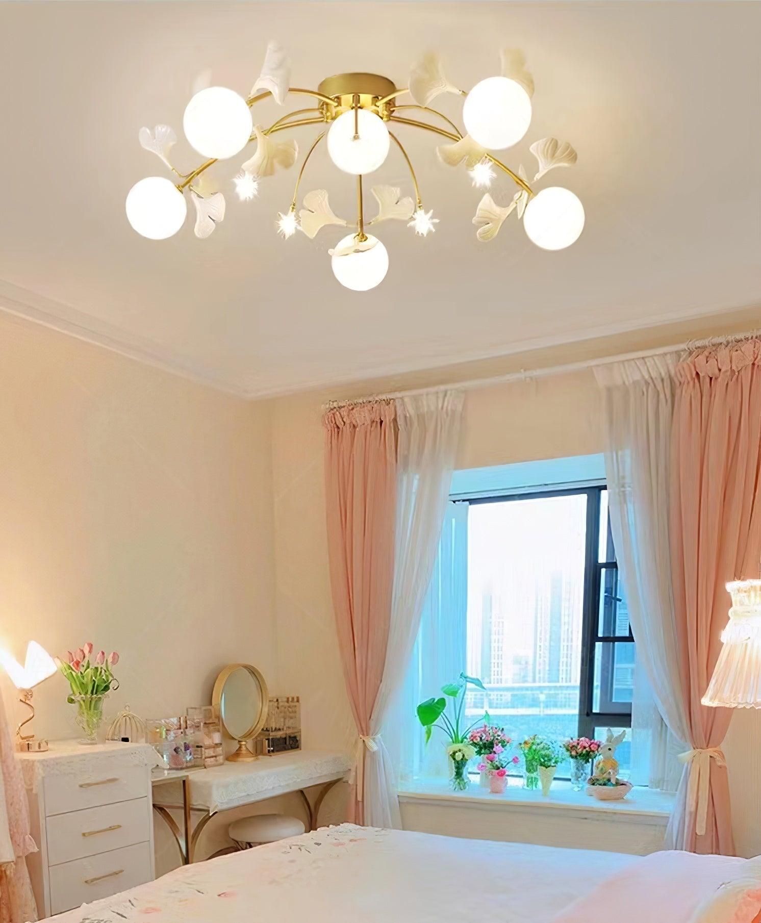 Capiz Gingko Glass Ball Ceiling Light - Letslighting