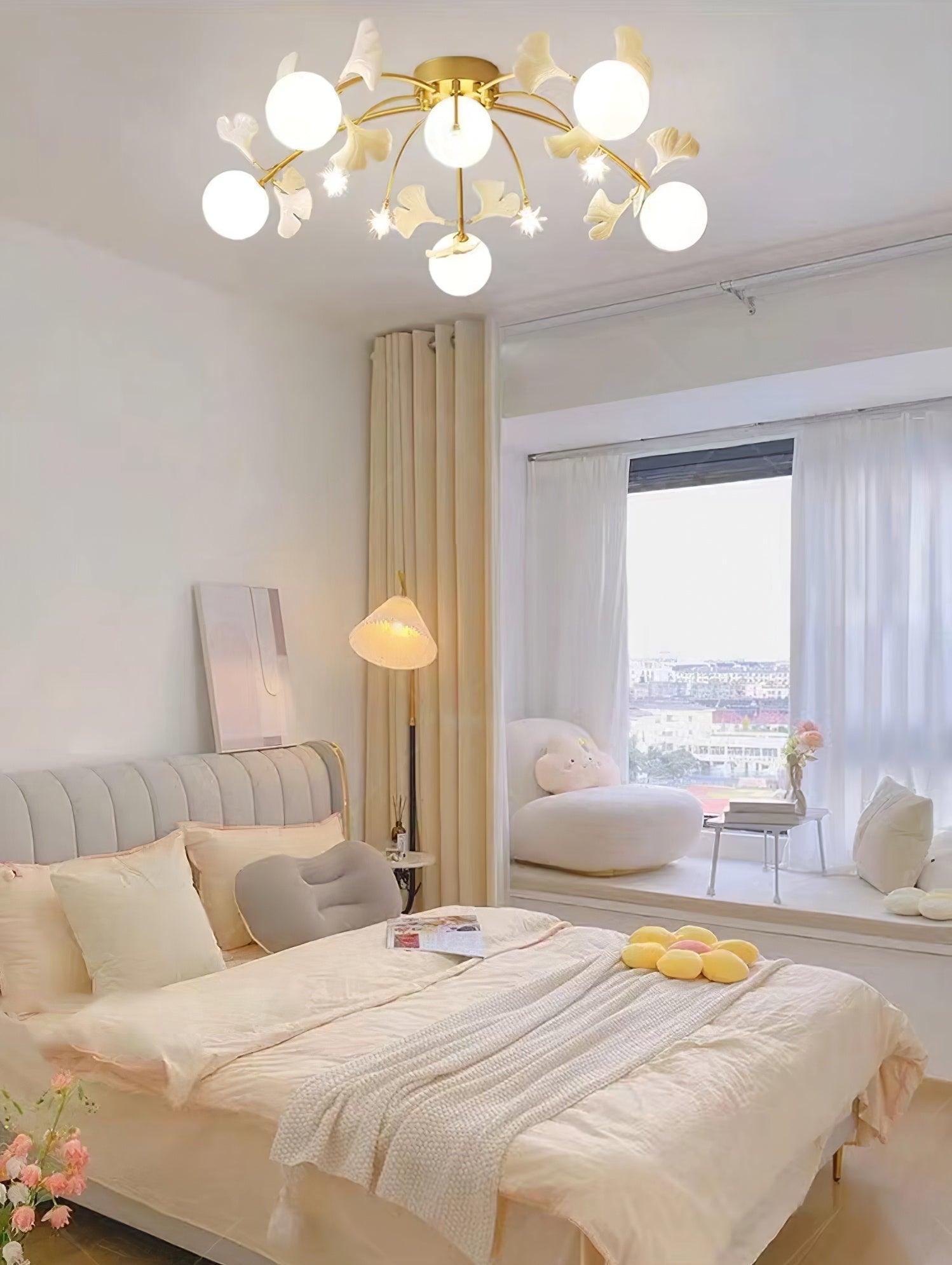 Capiz Gingko Glass Ball Ceiling Light - Letslighting