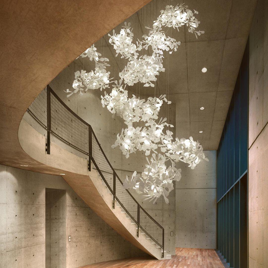 Ginkgo Chandelier Leaf Cluster Strands Organic Sculptural - Letslighting
