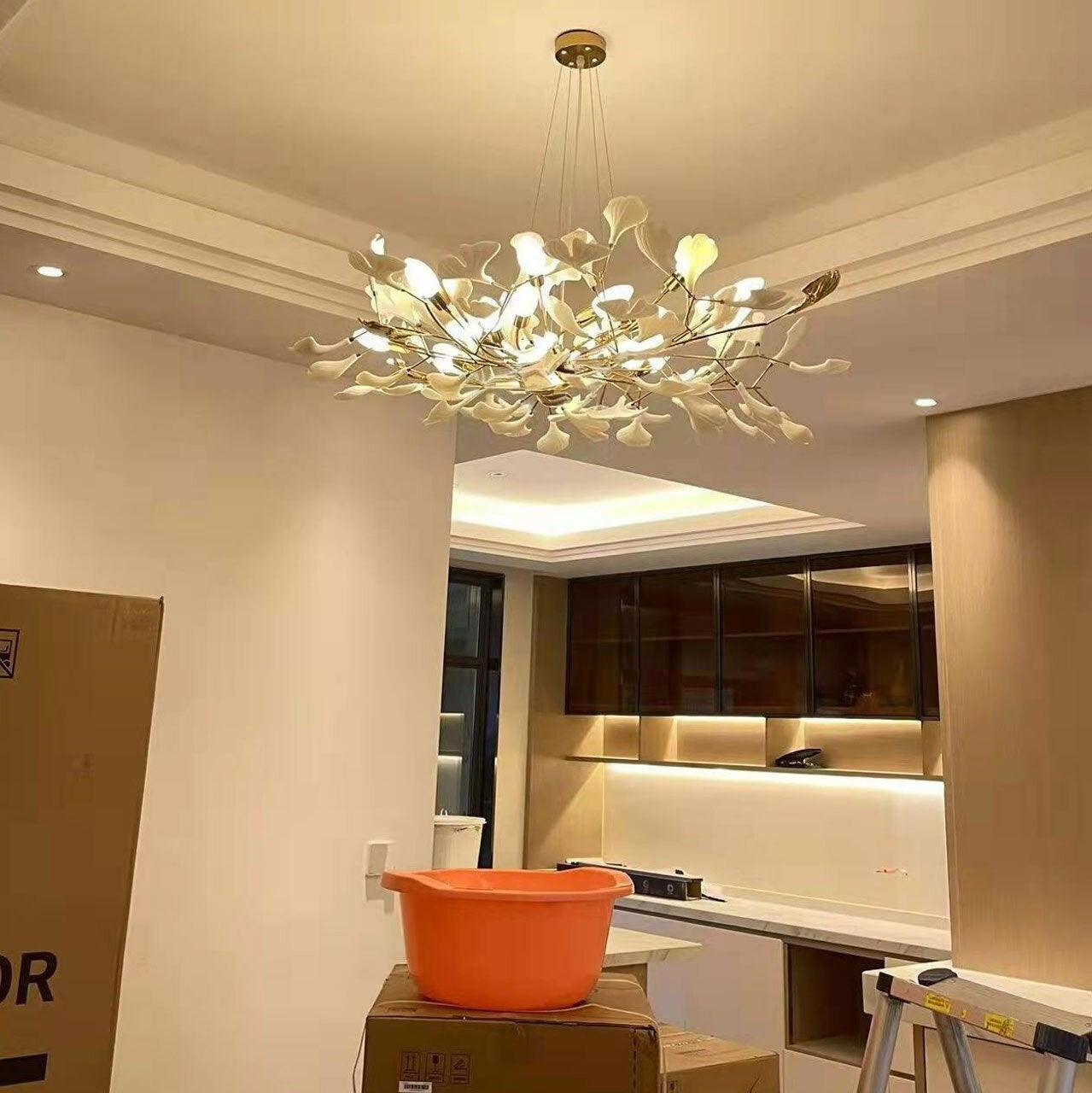 Olivia Ceramic Gingko Leaf Chandelier Smile -Shape - Letslighting